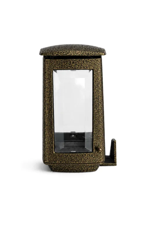 Monument Candle Lamp Aluminium Hammered Gold – 26 x 14 cm