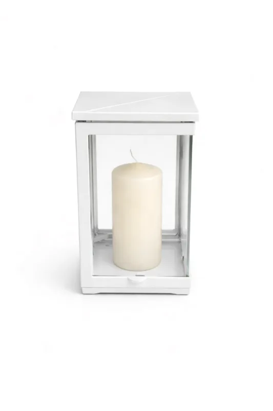 Monument Candle Lamp Aluminium White – 25 x 15 cm | SKU 16-11178