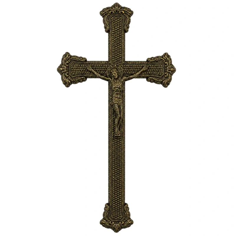 Monument Cross Aluminium Hammered Gold – 33 x 16 cm | SKU 20-28210