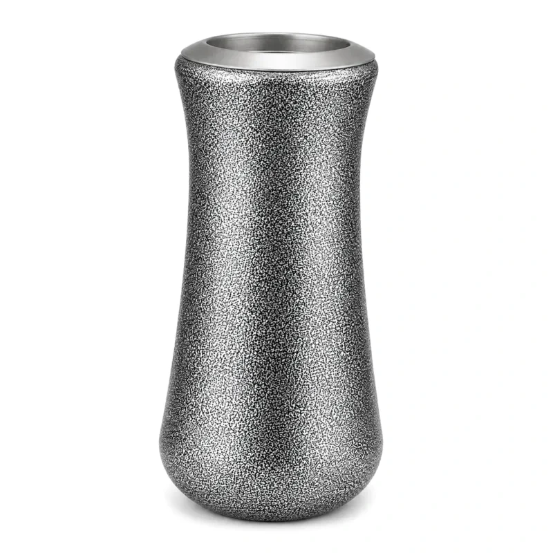 Monument Vase Aluminium Hammered Chromium – 31 x 16 cm