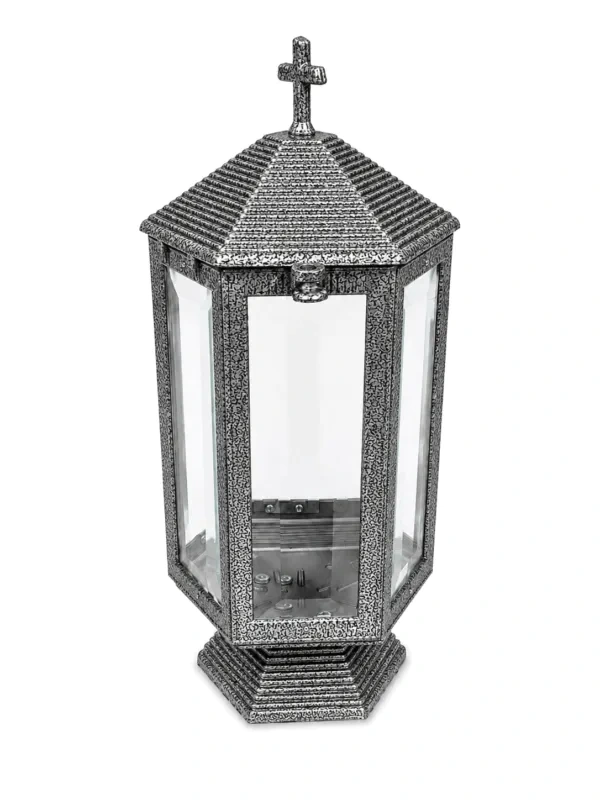 Monument Candle Lamp Aluminium Hammered Chromium – 31,5 x 14 cm | SKU 14-26118