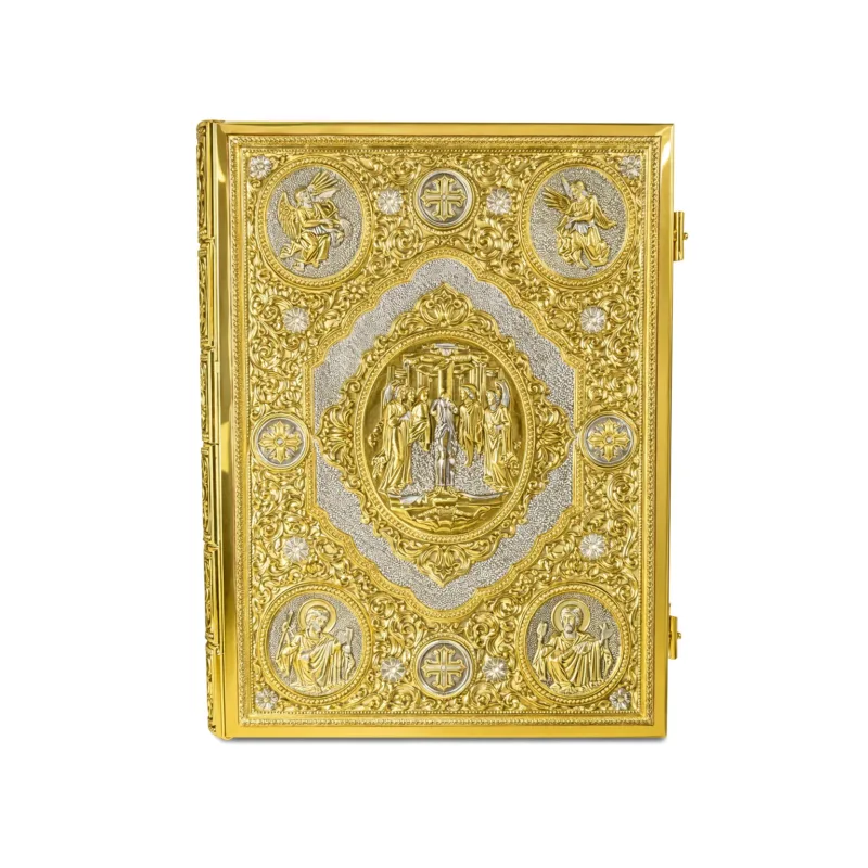 Evangeliario bicolor con relieve oval
